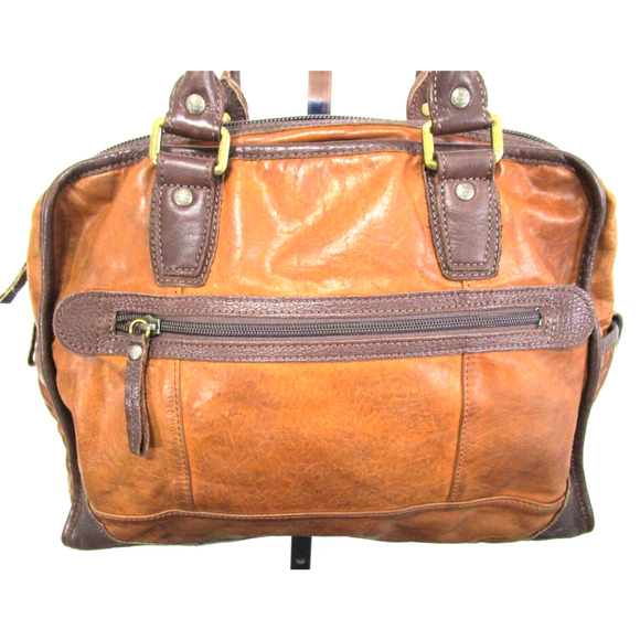 Tough Jeansmith I Think Therefor I Am Large Brown Leather Shoulder Satchel Purse - Picture 11 of 13